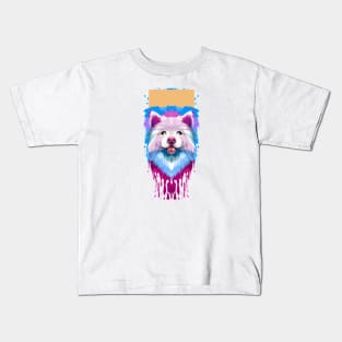 American Eskimo Dog Melty Colored Piece Kids T-Shirt